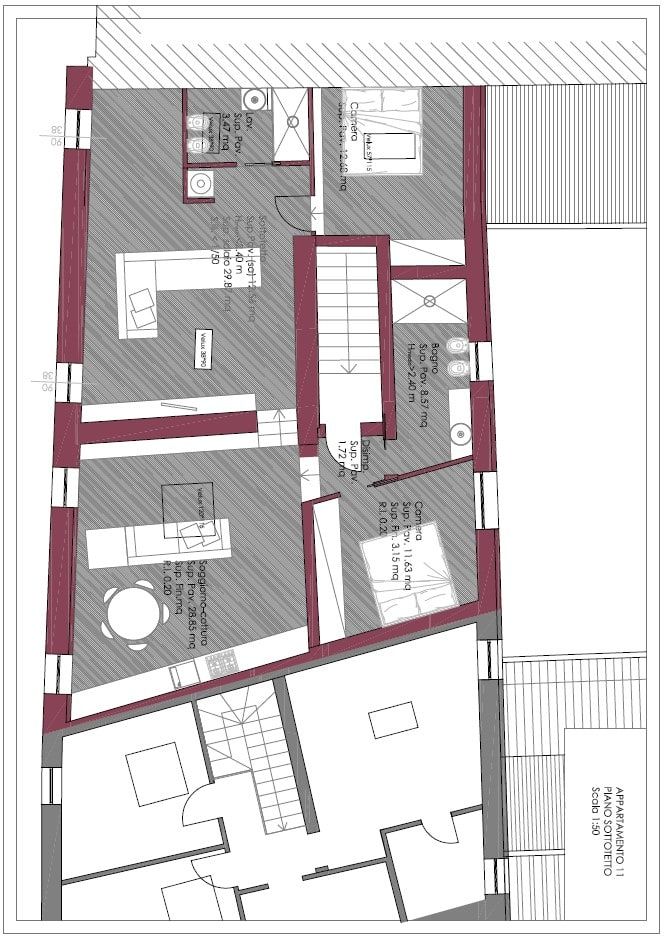 Piantina appartamento XI piano sottotetto 2