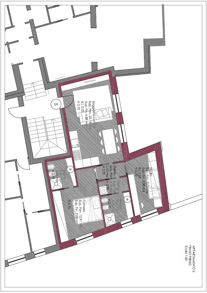 Piantina appartamento V primo piano 2