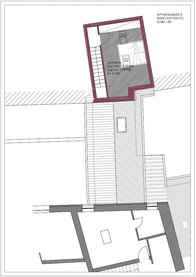 Piantina appartamento IX piano sottotetto 4