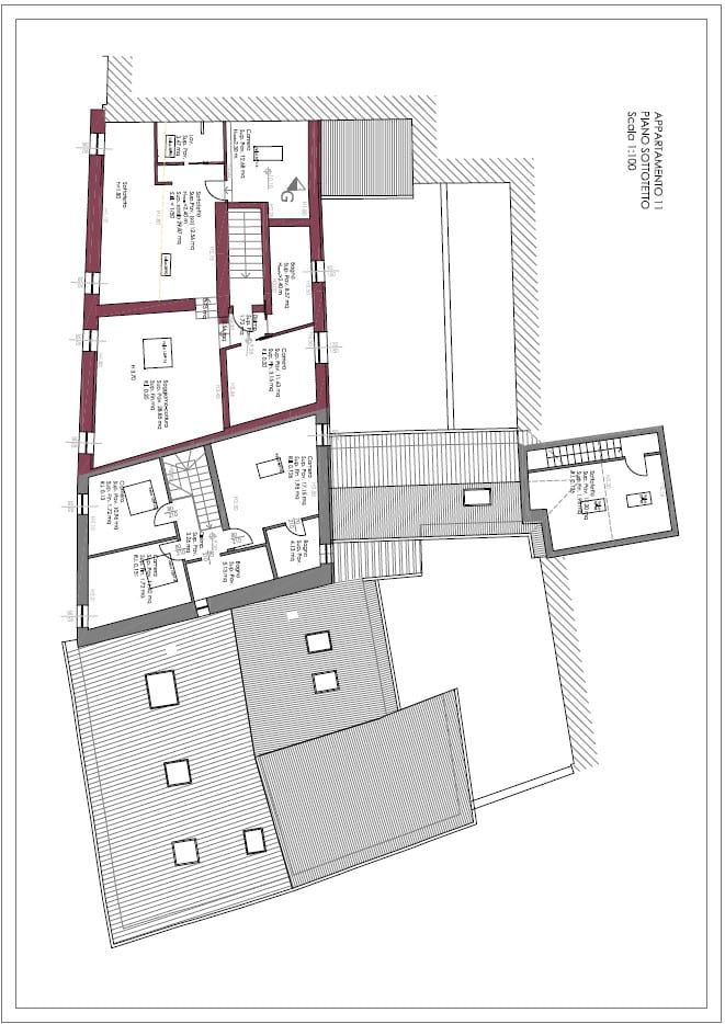 Piantina appartamento XI piano sottotetto