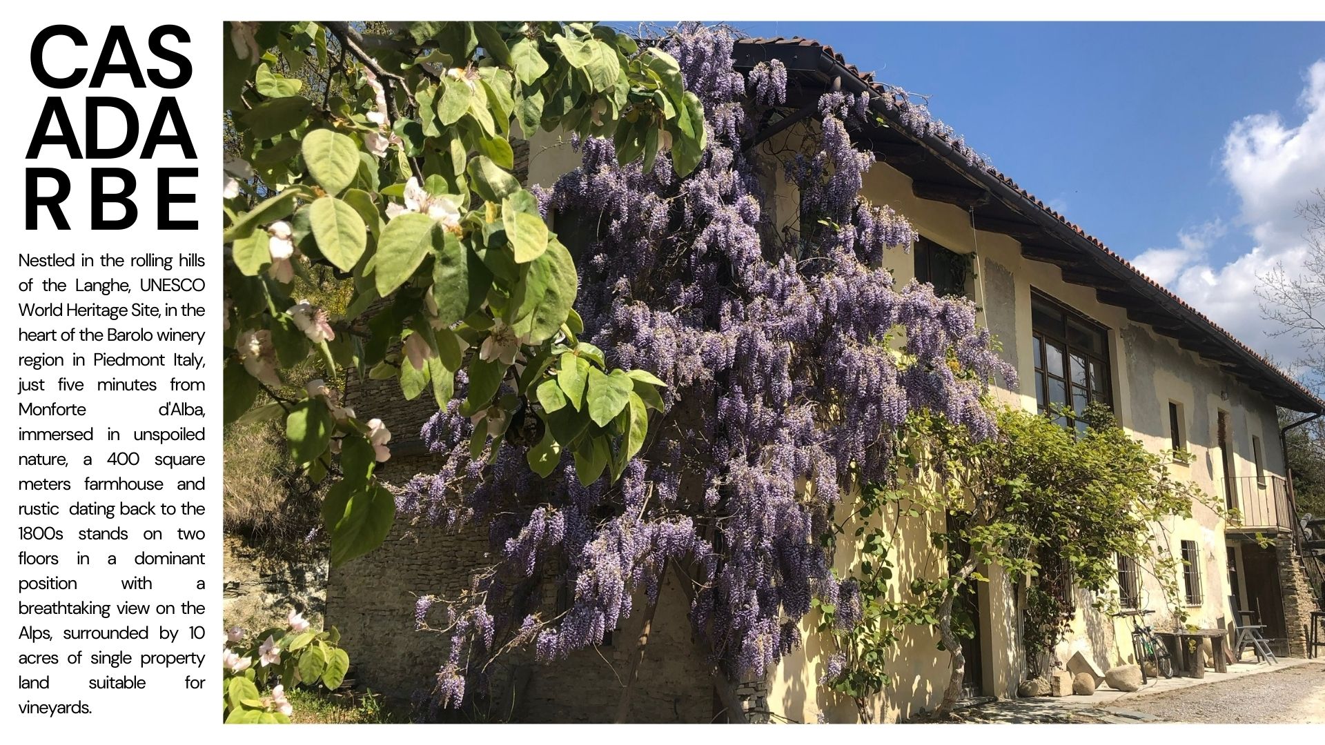 Casale in posizione dominante a cinque minuti da Monforte d’Alba